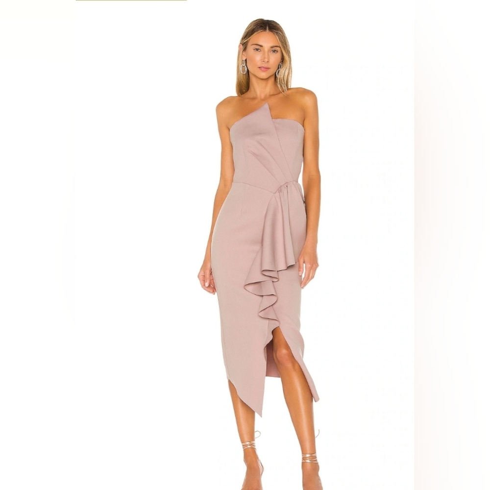 Reception Strapless Elegant Midi Dress